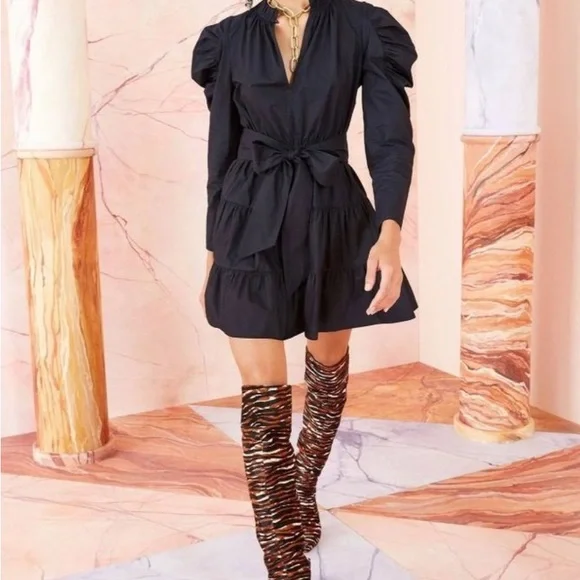 ULLA JOHNSON NAIMA black long sleeve DRESS Size 6 - Picture 3 of 4